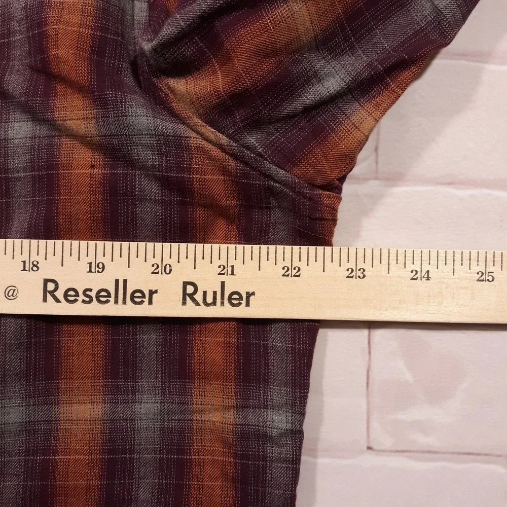 Banana Republic Luxe Flannel Shirt Mens Large Grant Fit Purple Orange Cotton